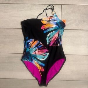 La Blanca Prism Palm Lace Back zone Shoulder One Piece US size 16